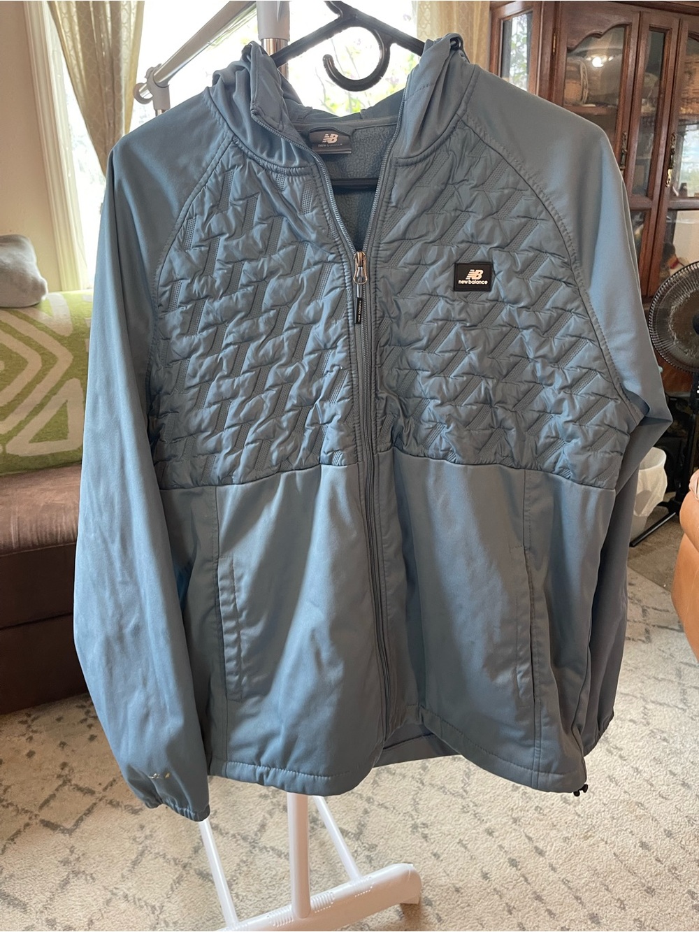New Balance Quilted Hooded Jacket — Slate Blue
